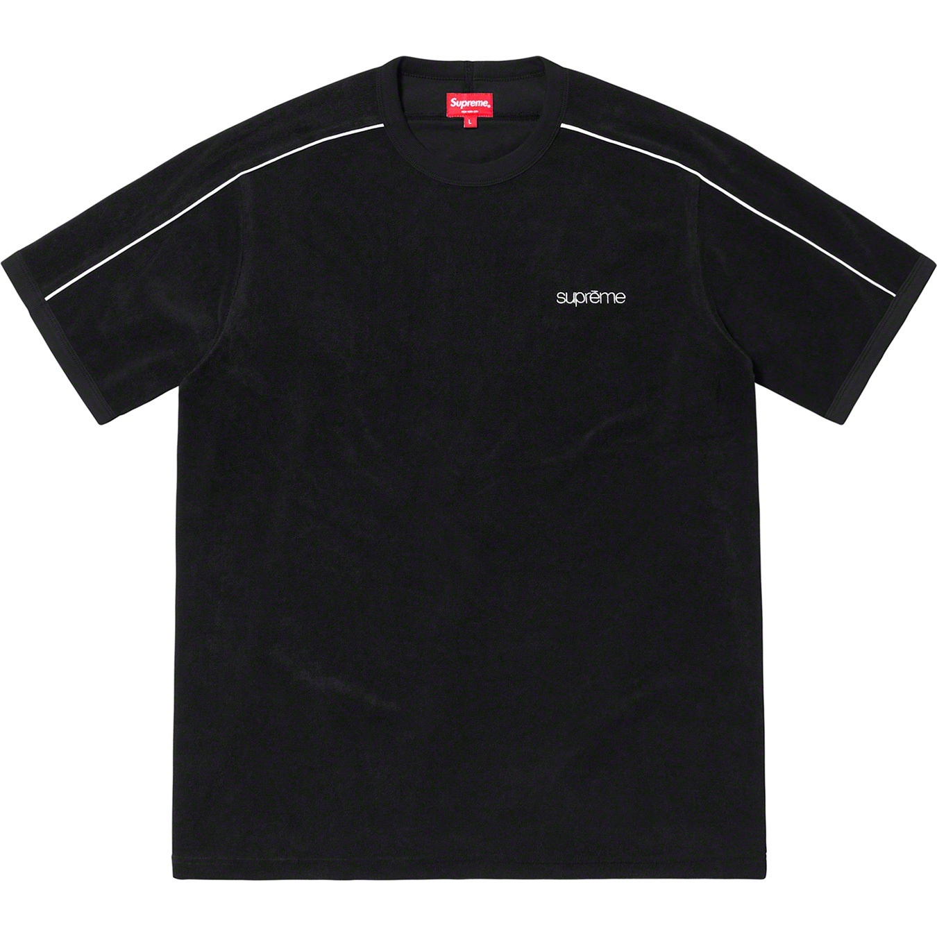 Supreme Shoulder Stripe Terry S S Top (SS19) - Black - $88
