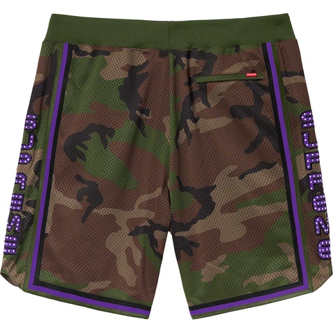 Supreme Rhinestone Basketball Short - Woodland Camo