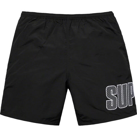 Supreme Logo Appliqué Water Short - Black