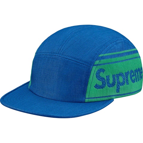 Supreme Raffia Woven Logo Camp Cap - Blue