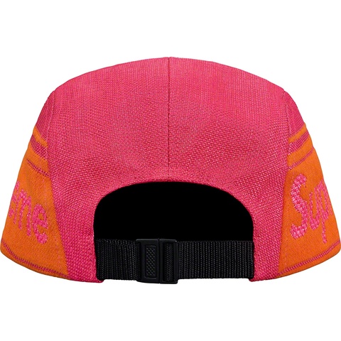 Supreme Raffia Woven Logo Camp Cap - Magenta