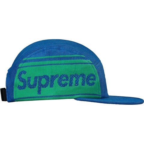 Supreme Raffia Woven Logo Camp Cap - Blue