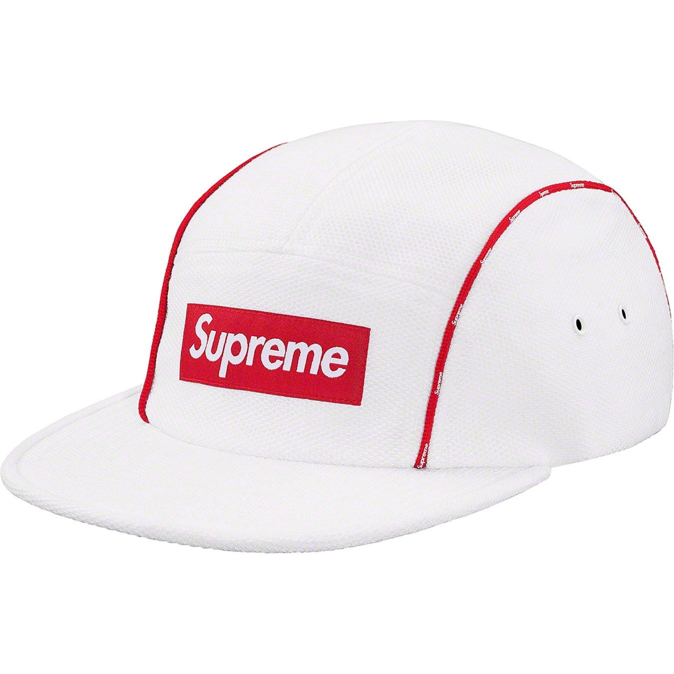 Supreme Pique Piping Camp Cap (SS19) - White - $48
