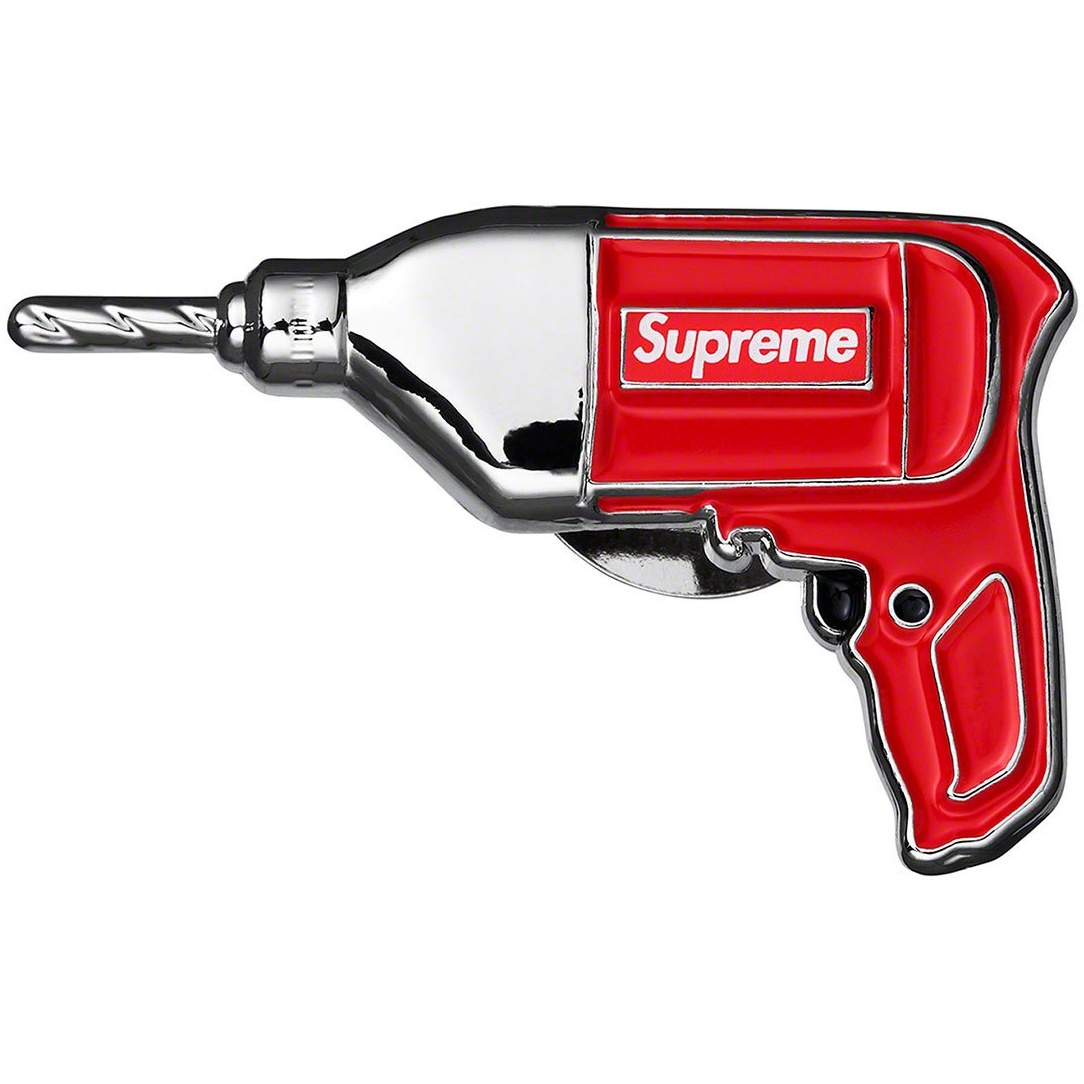 Supreme Power Drill Pin (SS19) - Red - $10