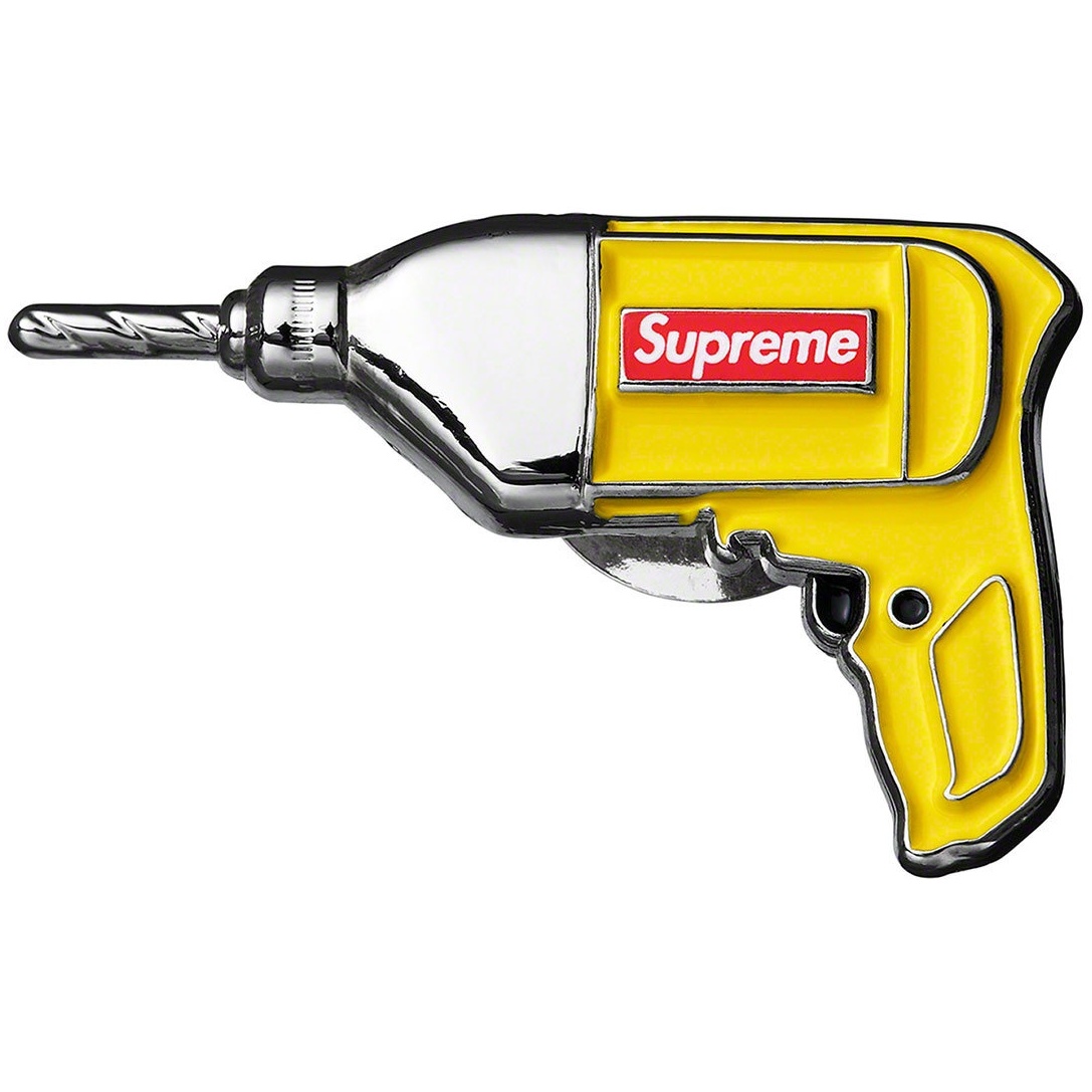 Supreme Power Drill Pin (SS19) - Yellow - $10
