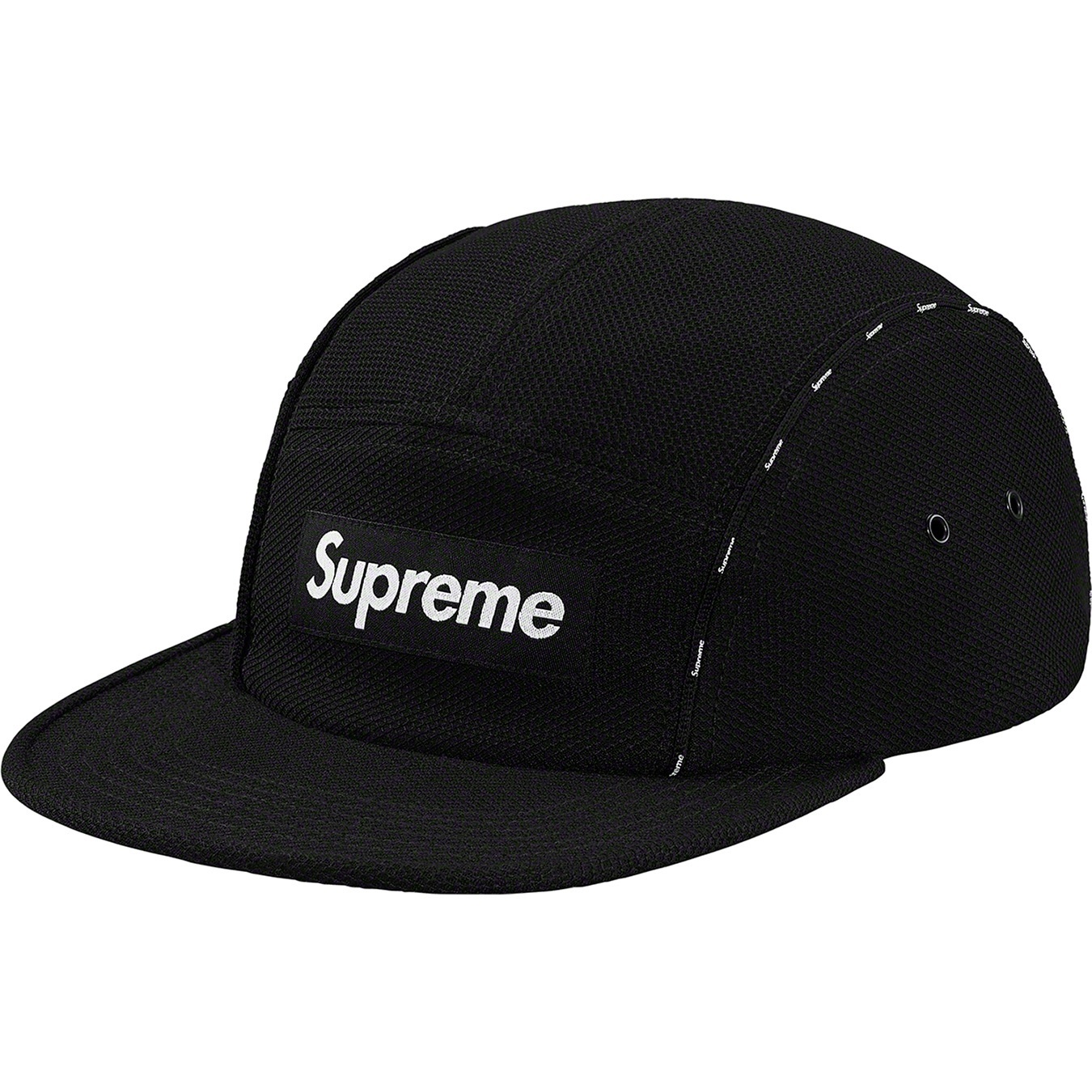 Supreme Pique Piping Camp Cap (SS19) - Black - $48
