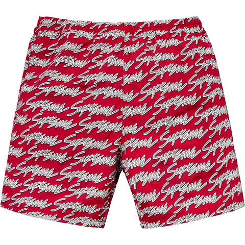 Supreme Signature Script Logo Water Short - Red