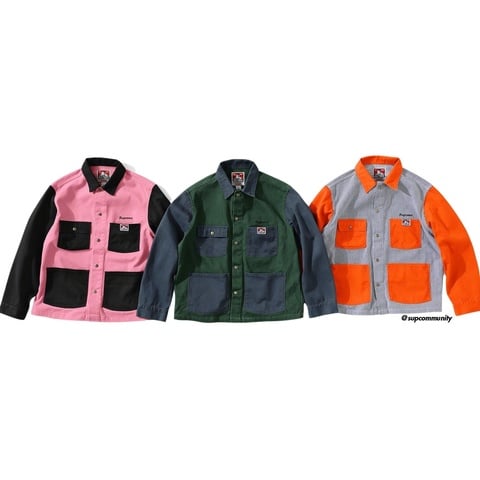 Supreme BEN DAVIS カバーオール オレンジ ストライプ　Sサイズ Supreme Ben Davis collaboration Jacket color Orange Gray JP M(US S
