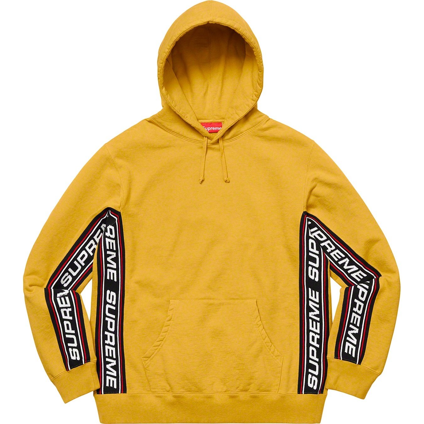 Supreme Text Rib Hooded Sweatshirt (FW19) - Mustard - $158