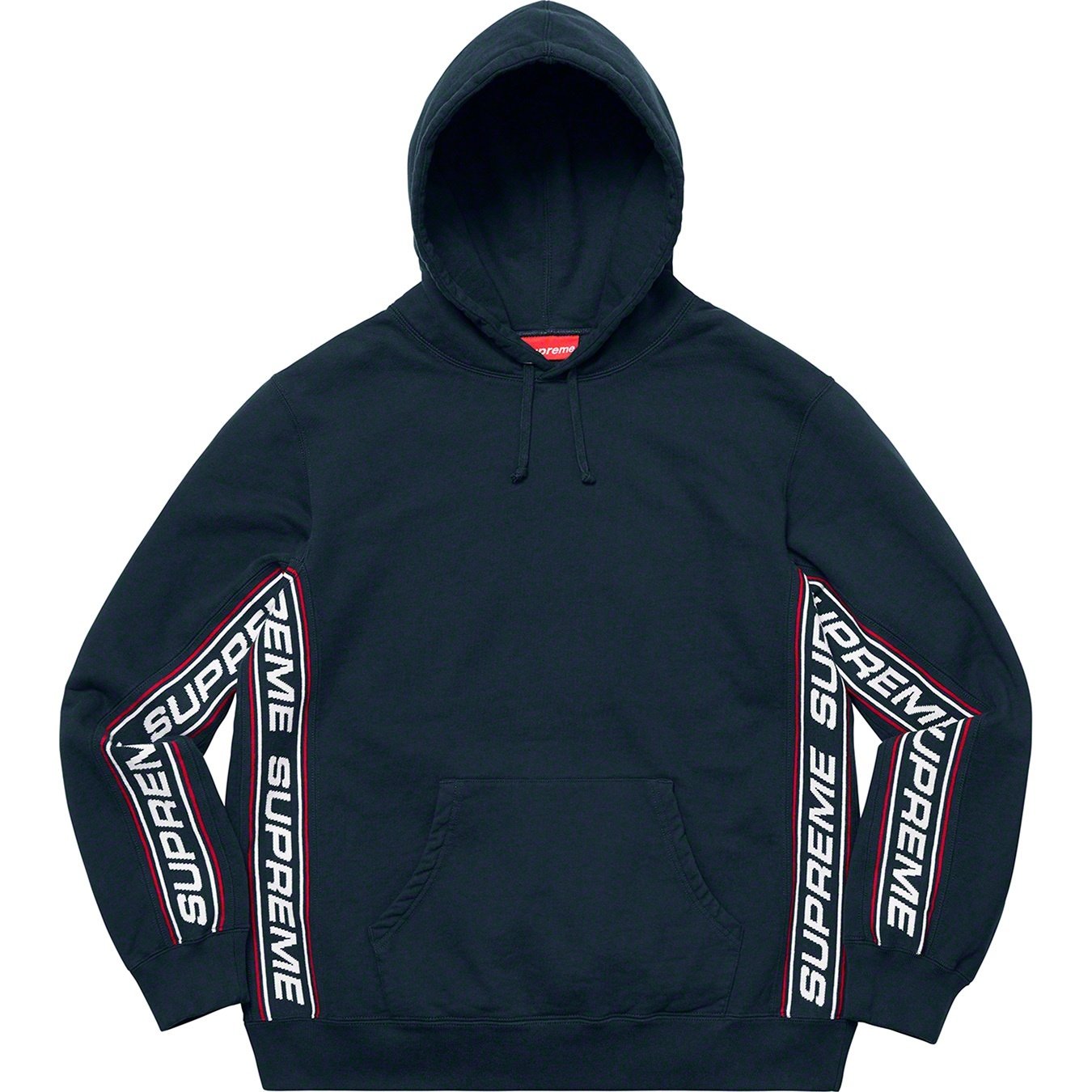 Supreme Text Rib Hooded Sweatshirt (FW19) - Navy - $158