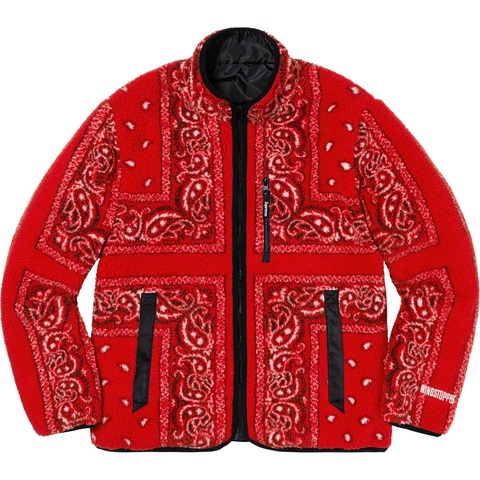 Supreme Reversible Bandana Fleece Jacket - Red
