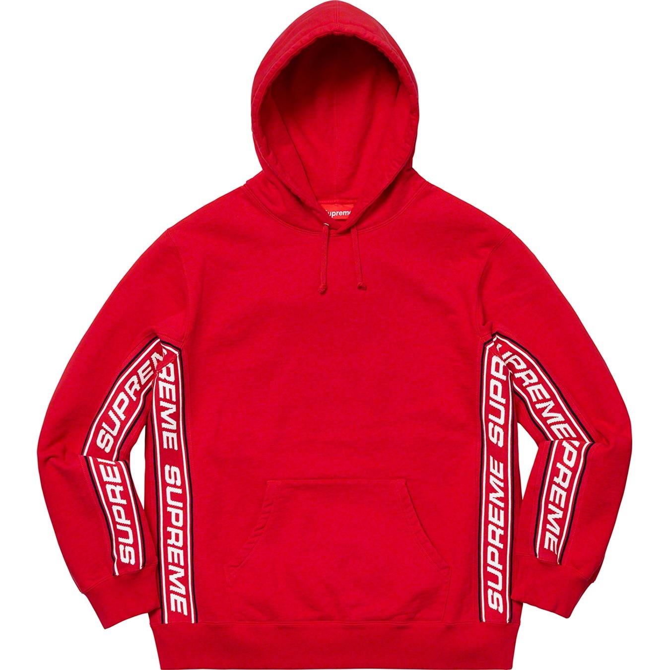 Supreme Text Rib Hooded Sweatshirt (FW19) - Red - $158
