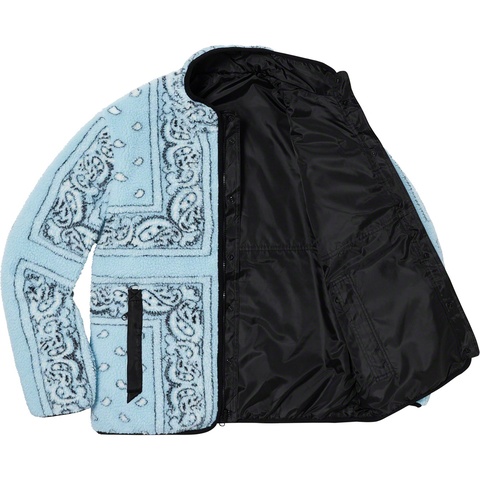 Supreme Reversible Bandana Fleece Jacket - Light Blue