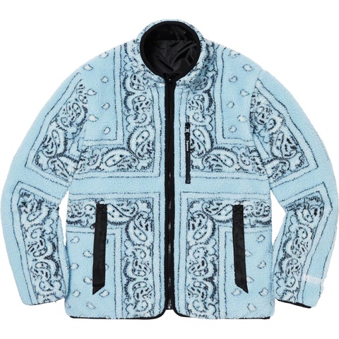 Supreme Reversible Bandana Fleece Jacket - Light Blue