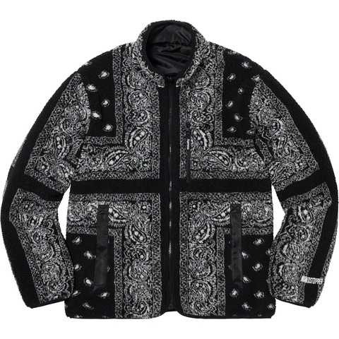 Supreme Reversible Bandana Fleece Jacket - Black