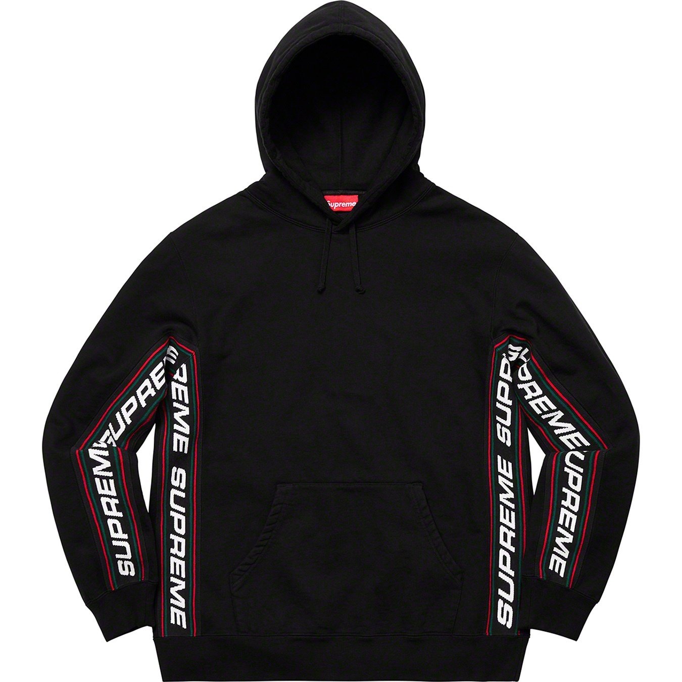 Supreme Text Rib Hooded Sweatshirt (FW19) - Black - $158