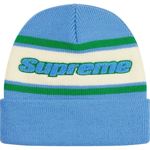 Supreme Chenille Stripe Beanie - Light Blue