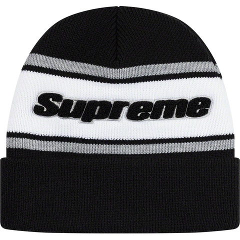 Supreme Chenille Stripe Beanie - Black
