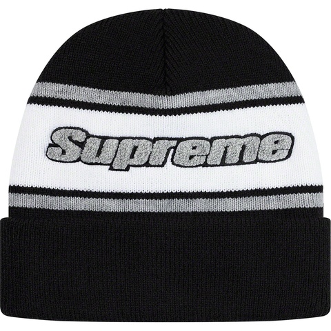 Supreme Chenille Stripe Beanie - Black