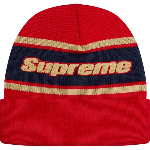 Supreme Chenille Stripe Beanie - Red