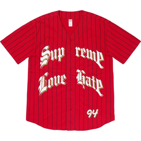 トップス Supreme 19AW Love Hate Baseball Jersey Love Hate Baseball Jersey - fall/winter 2019 - Supreme