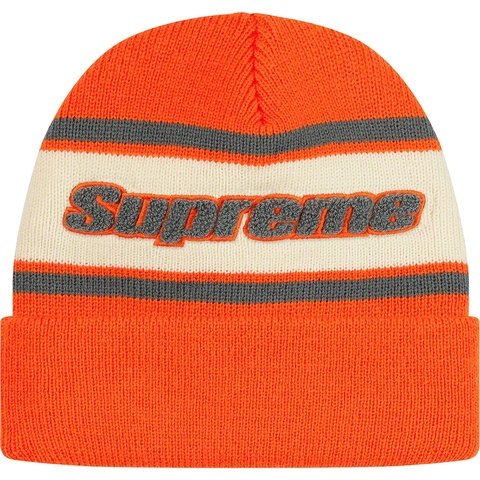 Supreme Chenille Stripe Beanie - Orange