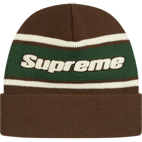 Supreme Chenille Stripe Beanie - Brown