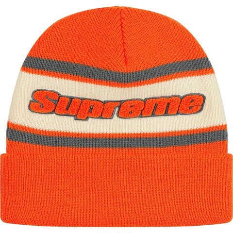 Supreme Chenille Stripe Beanie - Orange