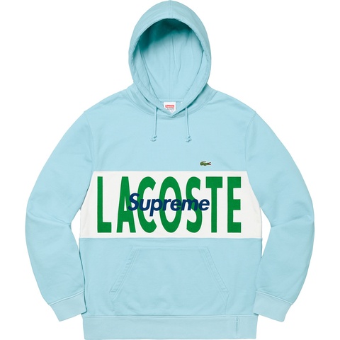 Supreme Supreme®/LACOSTE Logo Panel Hooded Sweatshirt - Light Blue
