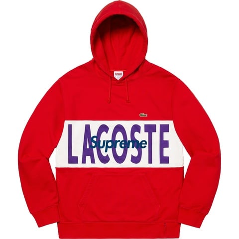 Supreme®/LACOSTE Logo Panel Hooded Sweatshirt - Supreme