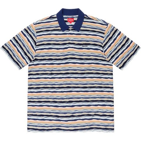 Supreme Textured Stripe Polo - Navy