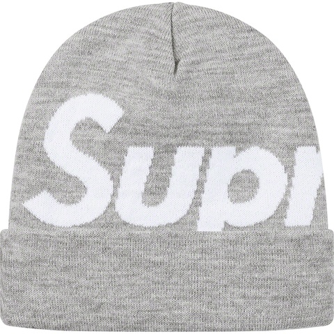 Supreme Big Logo Beanie - Heather Grey