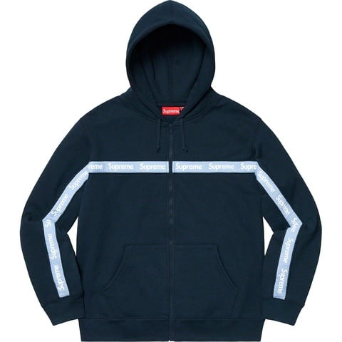 Text Stripe Zip Up Hooded Sweatshirt - Supreme