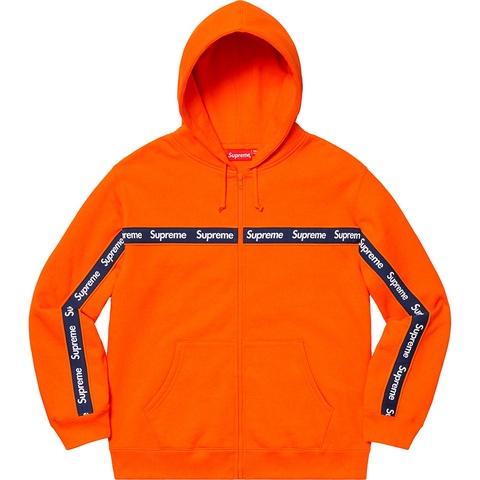 Text Stripe Zip Up Hooded Sweatshirt - Supreme