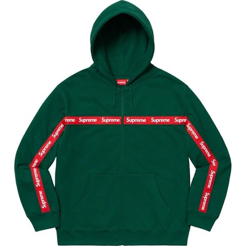 Text Stripe Zip Up Hooded Sweatshirt - Supreme
