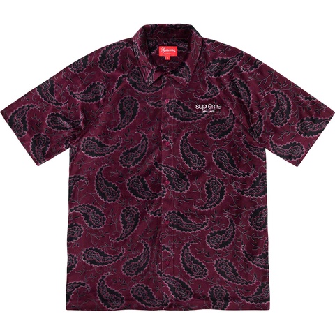 Supreme Velour S/S Shirt - Burgundy Paisley 
