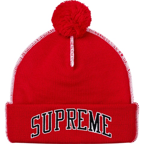 Supreme Contrast Stitch Beanie - Red