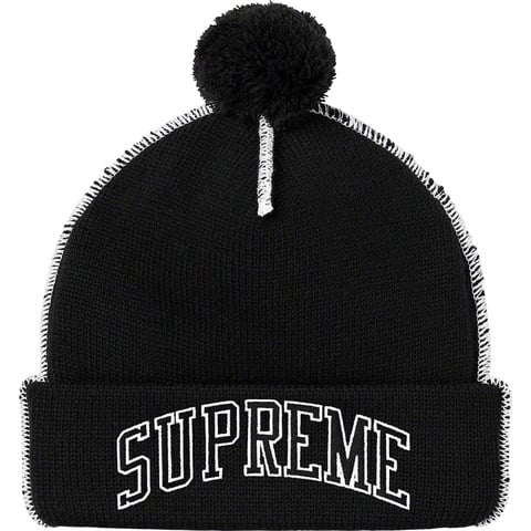 Supreme Contrast Stitch Beanie - Black