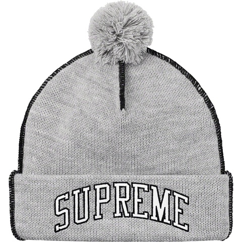 Supreme Contrast Stitch Beanie - Heather Grey