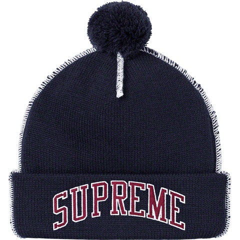 Supreme Contrast Stitch Beanie - Navy