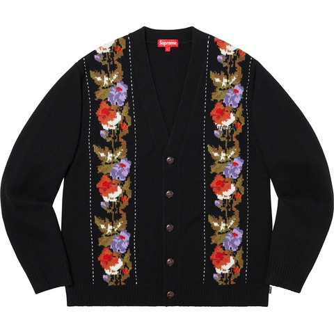 Supreme Floral Stripe Cardigan - Black