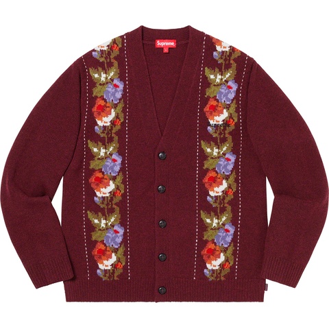 Supreme Floral Stripe Cardigan - Red