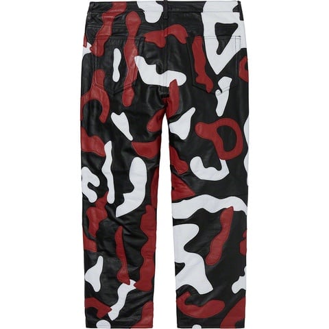 Supreme Camo Leather 5-Pocket Pant - Red Camo