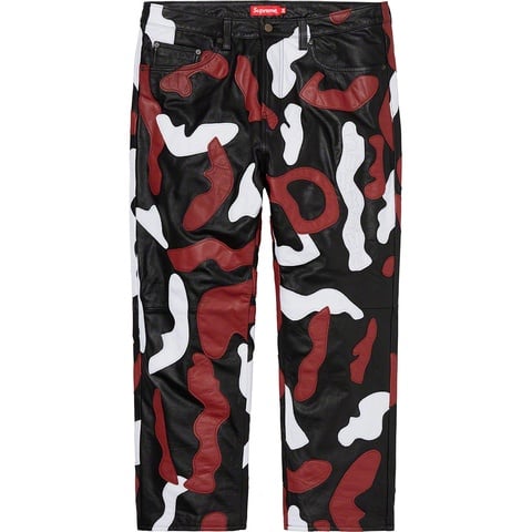 Supreme Camo Leather 5-Pocket Pant - Red Camo