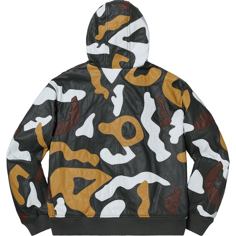 Supreme Camo Leather Hooded Jacket - Green Camo