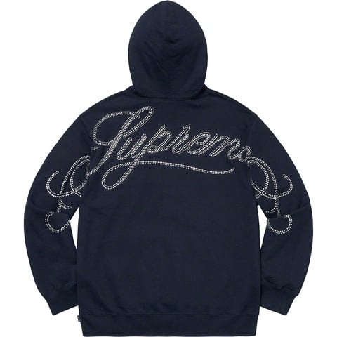 Supreme Rhinestone Script Hooded Sweatshirt - Navy