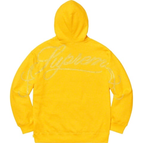 Supreme Rhinestone Script Hooded Sweatshirt - Yellow