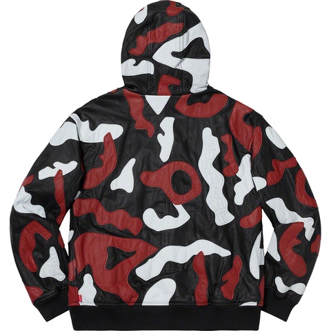 Supreme Camo Leather Hooded Jacket - Red Camo
