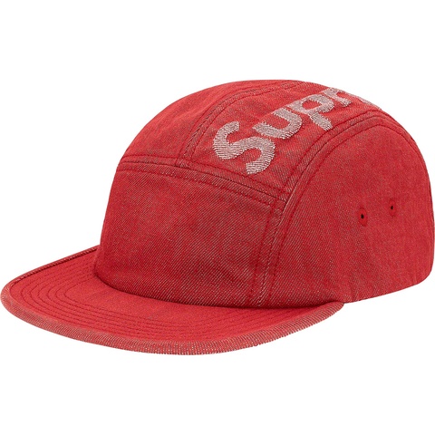 Supreme Top Logo Denim Camp Cap - Red