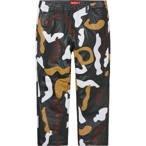 Supreme Camo Leather 5-Pocket Pant - Green Camo